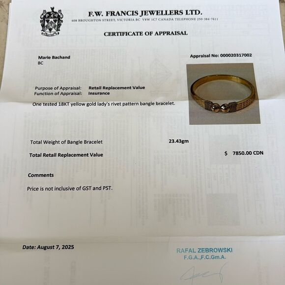 18K Gold Solid Bangle Bracelet 23.43gm - Picture 9 of 9